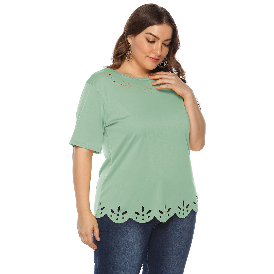 Women’s casual T-shirt with creative hole pattern Mune Fashion
