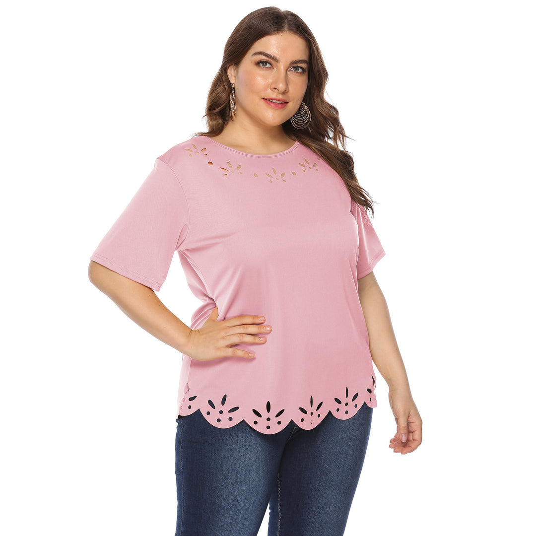 Women’s casual T-shirt with creative hole pattern Mune Fashion
