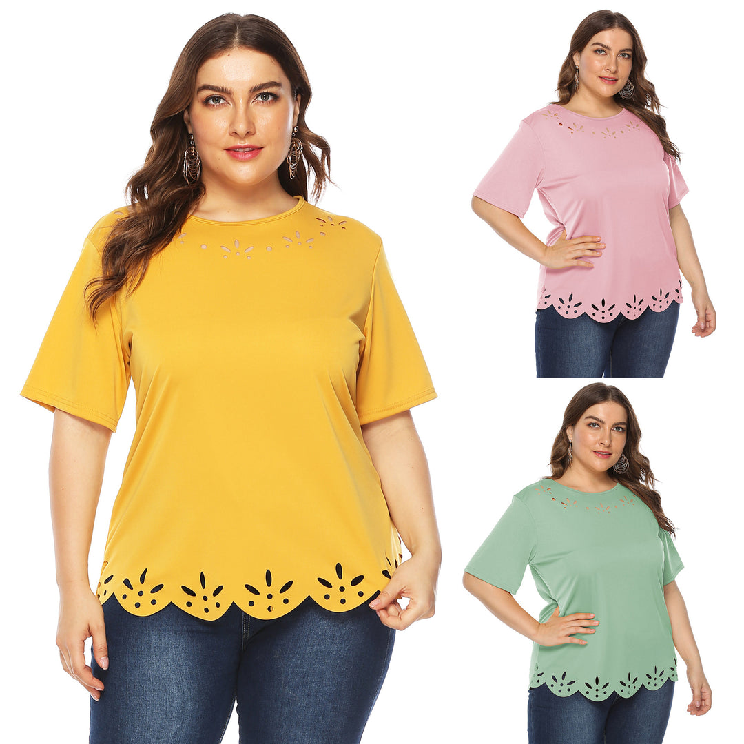 Women’s casual T-shirt with creative hole pattern Mune Fashion