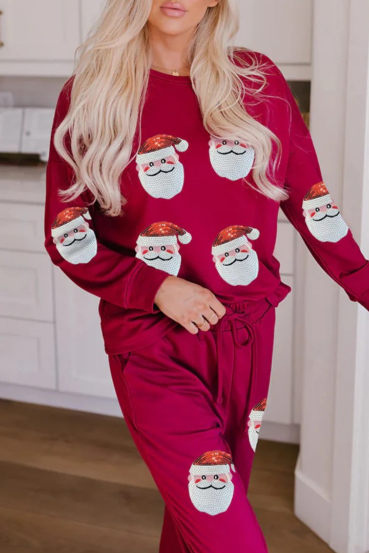 Mune | Casual Party Santa Christmas Tree Candy Sequins Lace O-Neck Long Sleeve Two Pieces (3 Colors)
