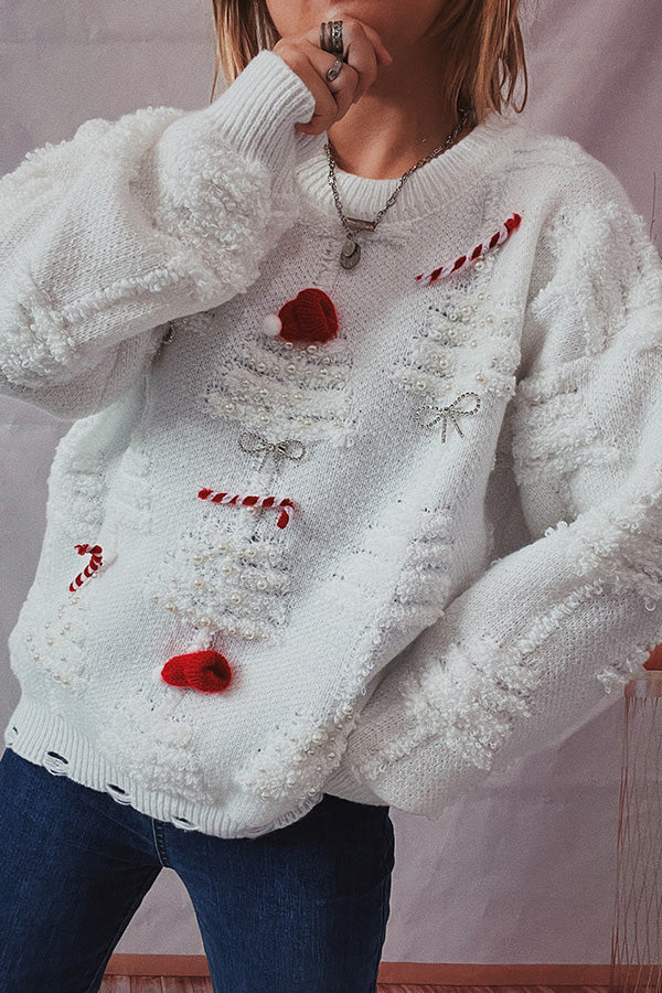 Mune | Handmade Bead Christmas Theme Sweater Three-Dimensional Decorative Sweater
