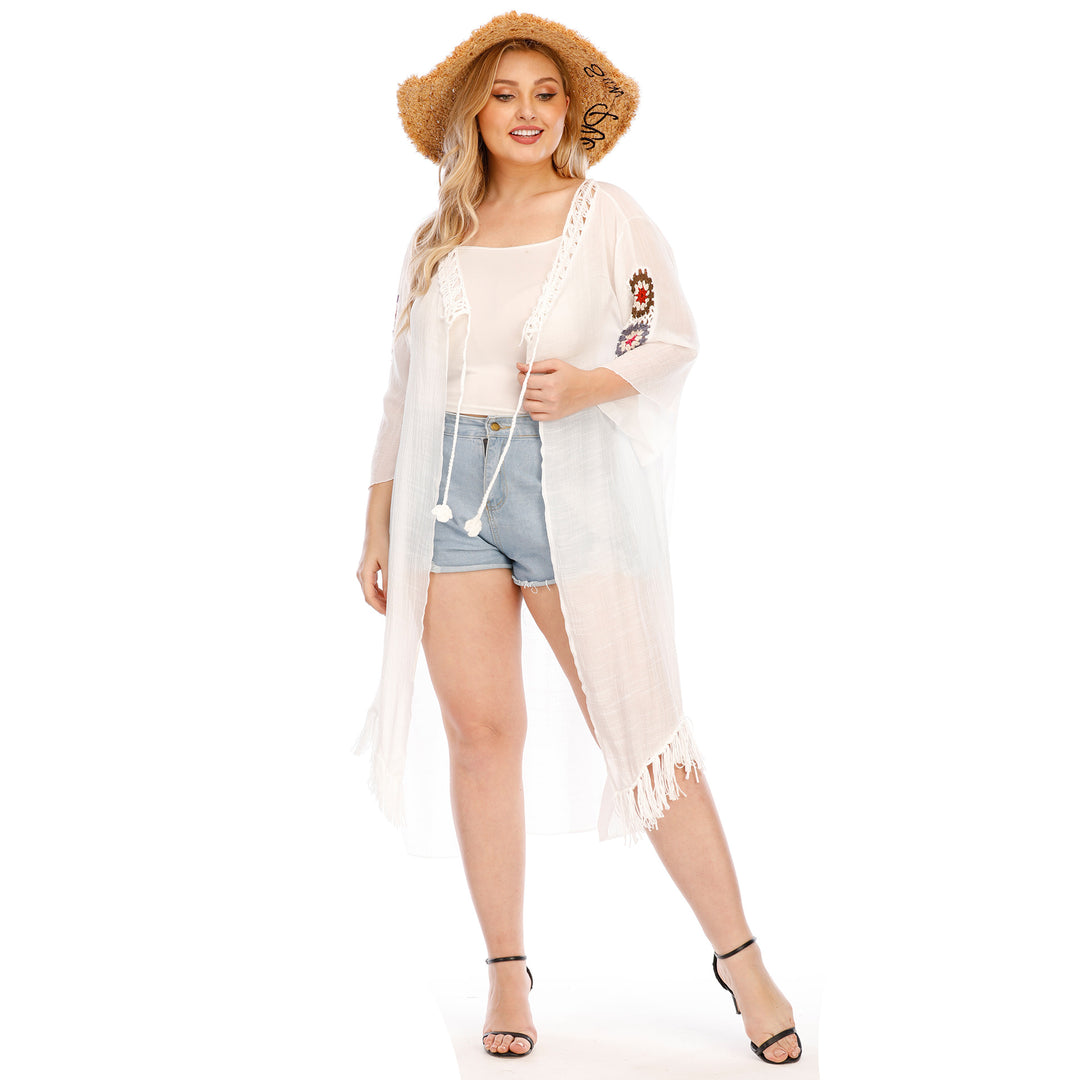 Women's elegant crochet kaftan with fringed accents Mune Fashion