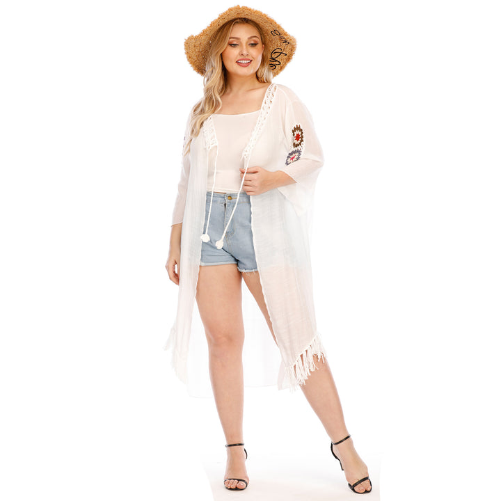 Women's elegant crochet kaftan with fringed accents Mune Fashion