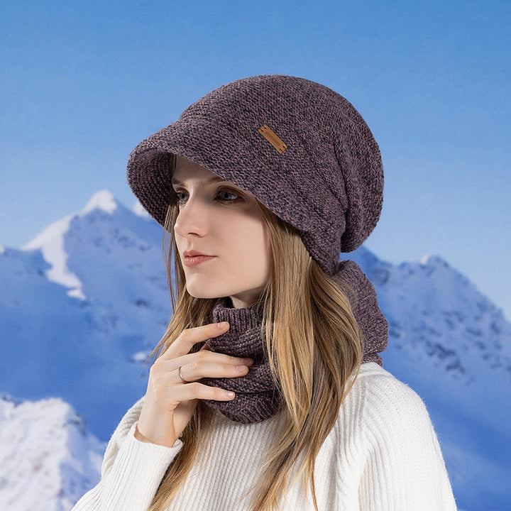 Knitted hat and scarf set with lining