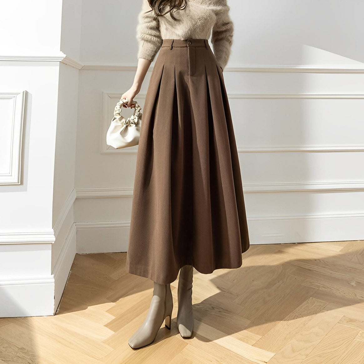 Mune | Skirt with high waist and pleats made of wool