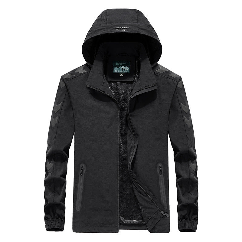 Men's Performance Softshell Jacket with Hood, Sealed Zippers and Reflective Sleeve Inserts Mune Fashion
