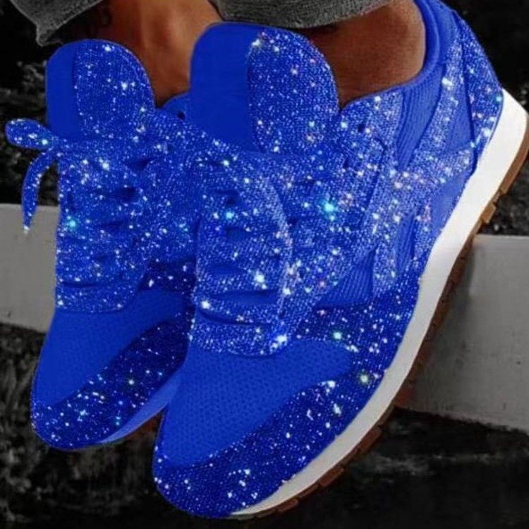 Women Rhinestone-Studded Retro Sneakers with Cushioned Sole Mune Fashion