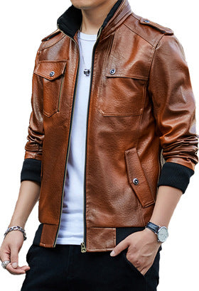Men's Stylish Leather Jacket with Practical Pockets Mune Fashion
