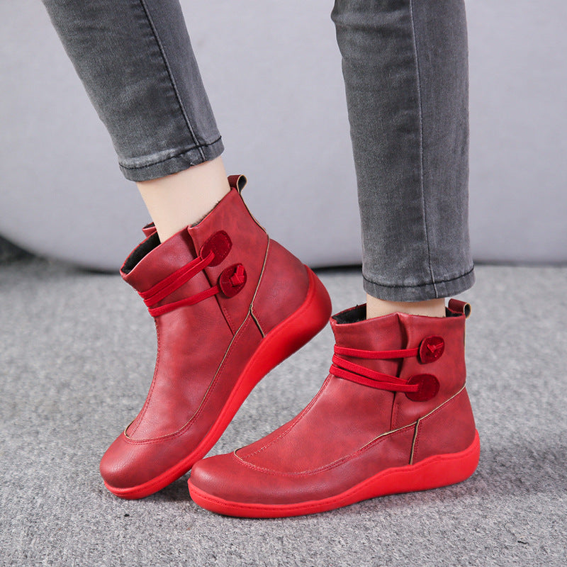 Women's faux-fur-lined ankle boot with ergonomic wedge sole, soft inner lining and decorative loops Mune Fashion