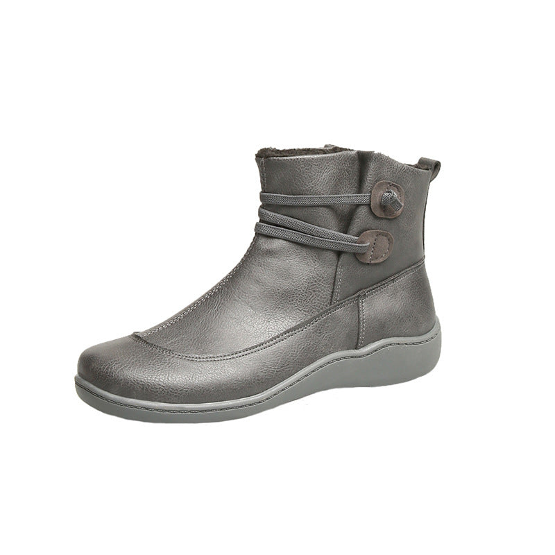 Women's faux-fur-lined ankle boot with ergonomic wedge sole, soft inner lining and decorative loops Mune Fashion