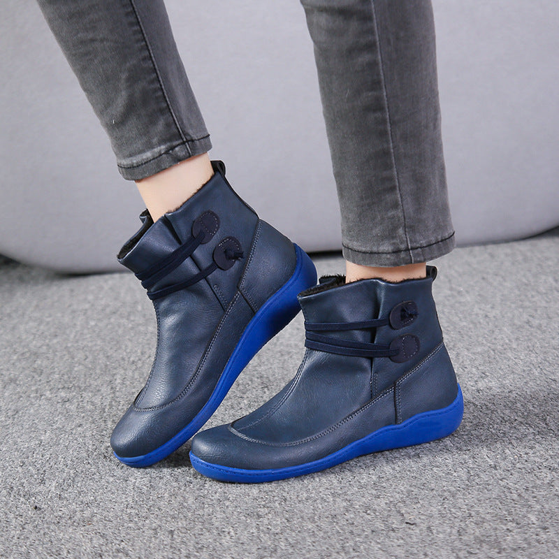 Women's faux-fur-lined ankle boot with ergonomic wedge sole, soft inner lining and decorative loops Mune Fashion