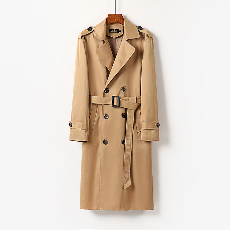 Men's Water-Repellent Double-Breasted Trench Coat with Tie Belt and Epaulettes Mune Fashion