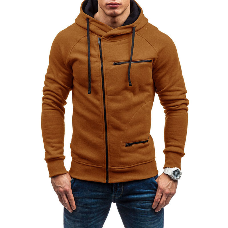 Men's hooded jacket with asymmetrical zipper and multiple zippered pockets Mune Fashion
