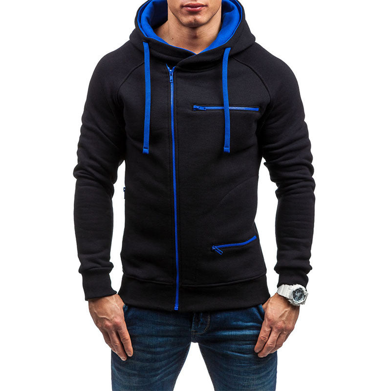 Men's hooded jacket with asymmetrical zipper and multiple zippered pockets Mune Fashion