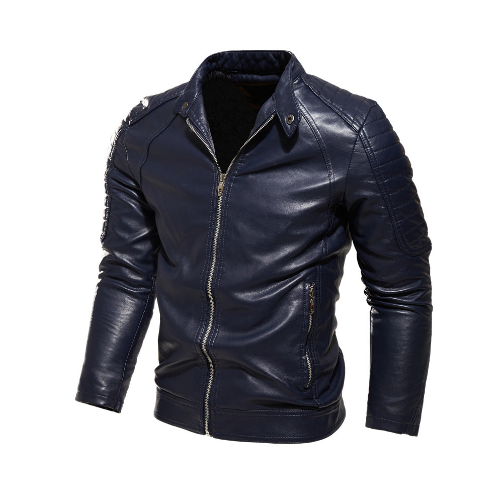 Men's Elegant Faux Leather Jacket with Quilted Details Mune Fashion