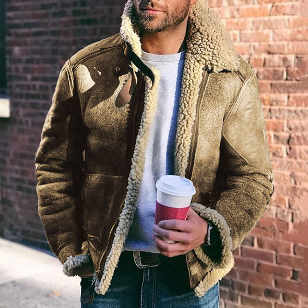 Men's pilot jacket with Sherpa lining and suede look Mune Fashion