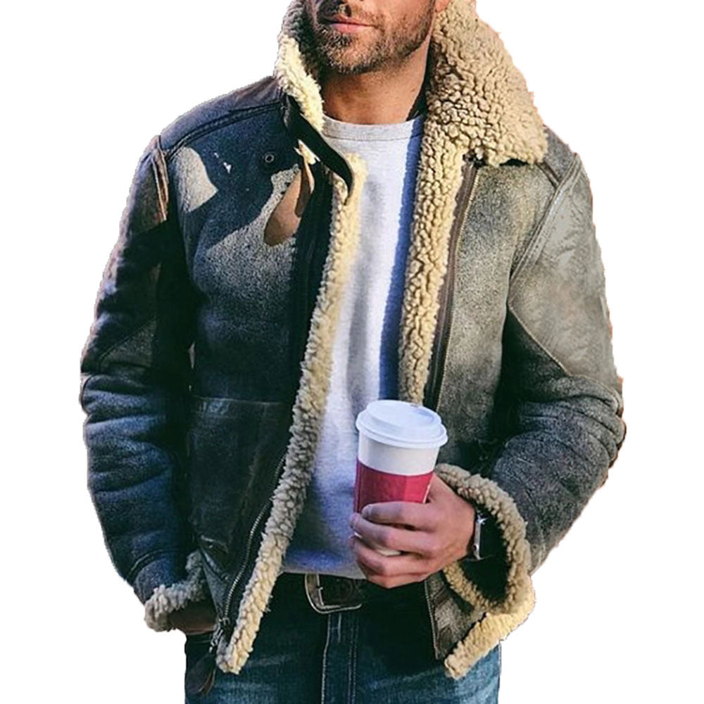 Men's pilot jacket with Sherpa lining and suede look Mune Fashion