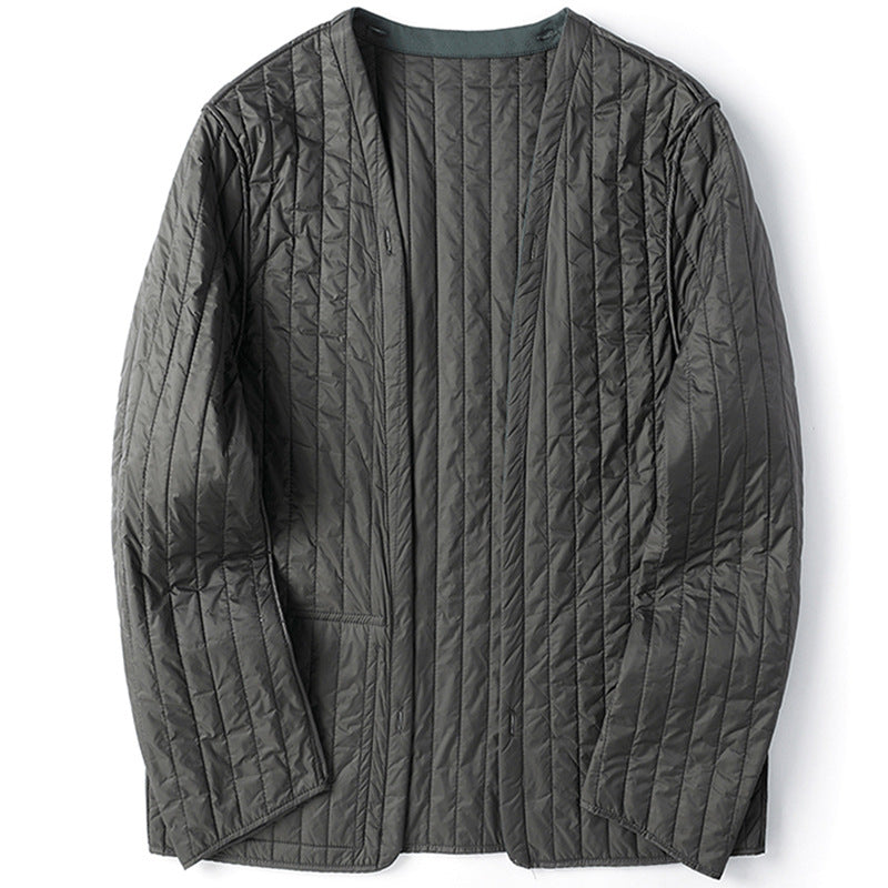 Men's ultralight quilted inner jacket without collar with vertical quilting Mune Fashion