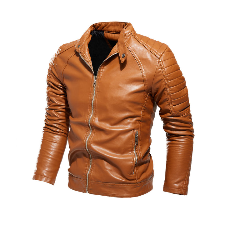 Men's Elegant Faux Leather Jacket with Quilted Details Mune Fashion