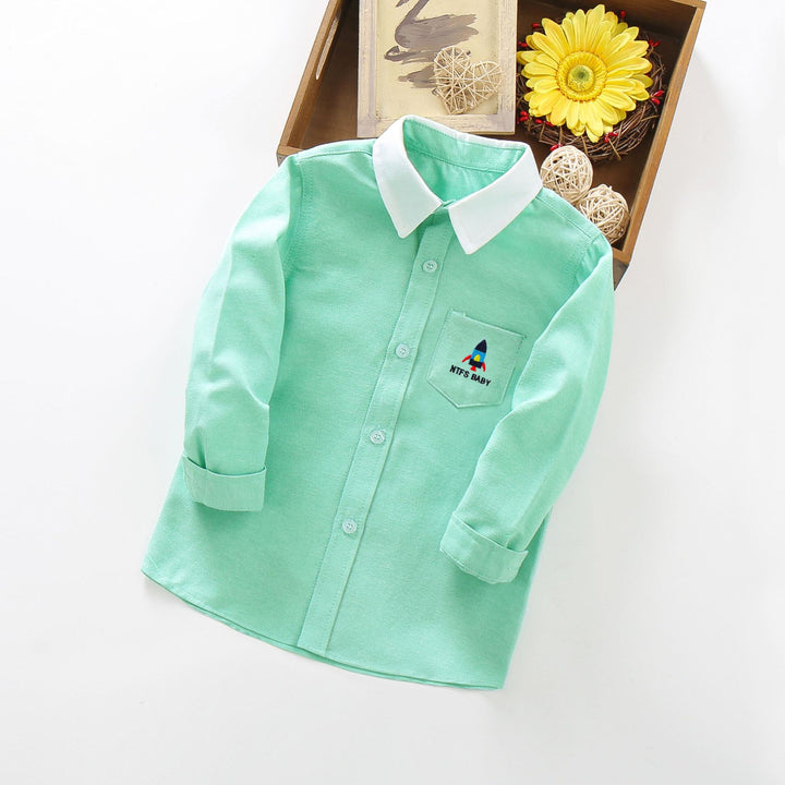 Boys long sleeve shirt with elegant cat applique Mune Fashion
