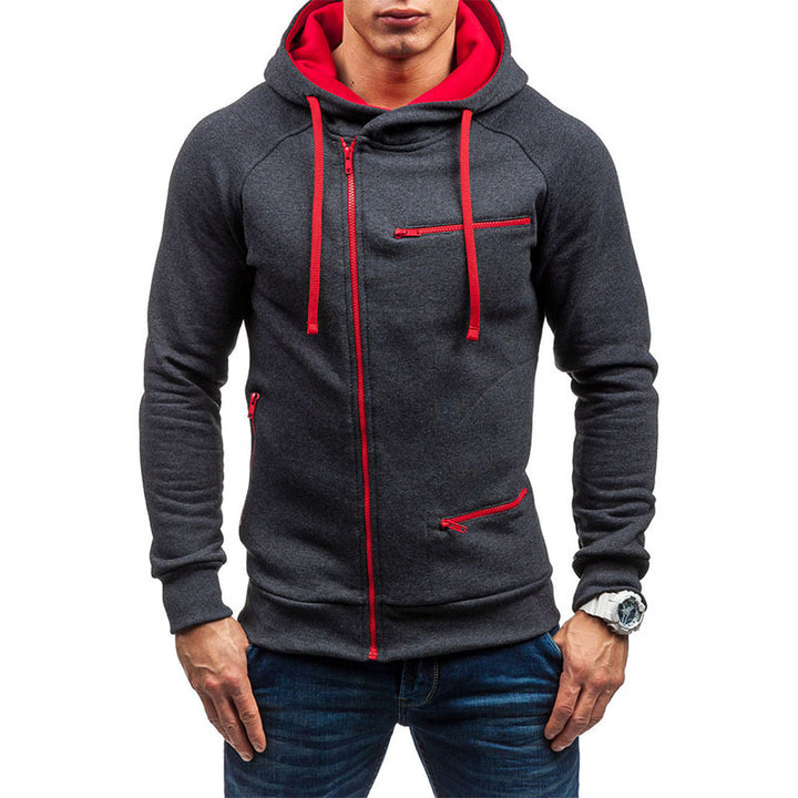 Men's hooded jacket with asymmetrical zipper and multiple zippered pockets Mune Fashion