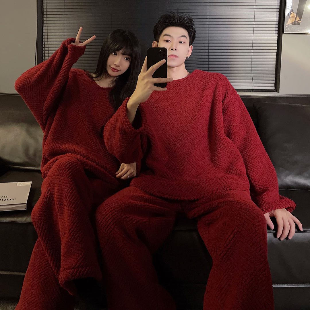 Warmer loungewear for couples, flannel, lined