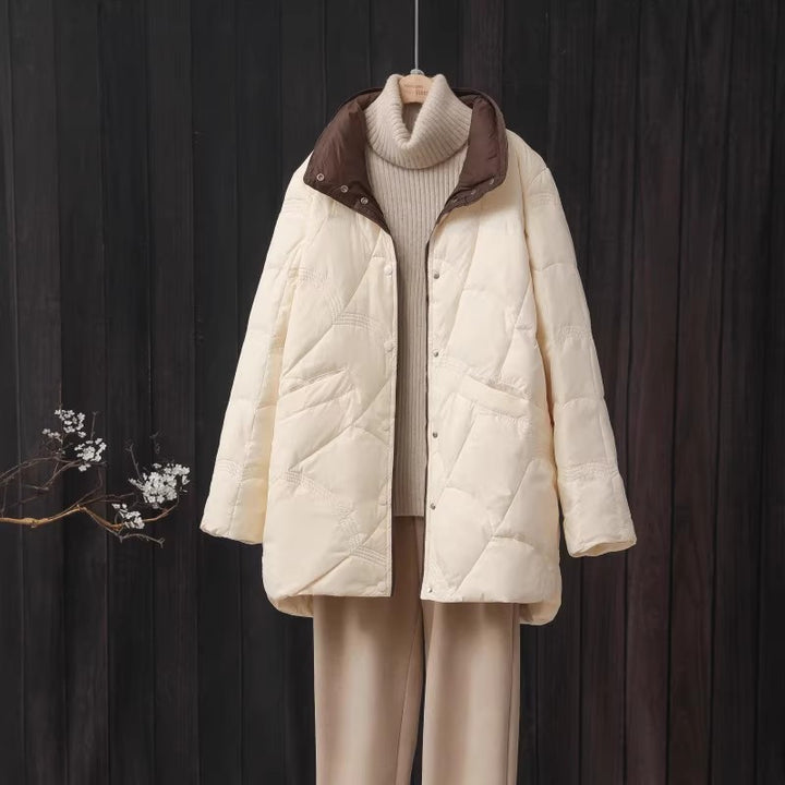 Light down jacket for women, mid-length, plus size