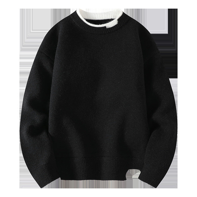 Men's knit sweater in fake layer look, stylish and comfortable