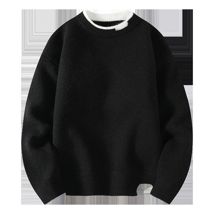 Men's knit sweater in fake layer look, stylish and comfortable