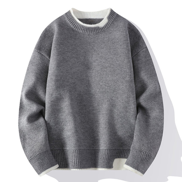Men's knit sweater in fake layer look, stylish and comfortable