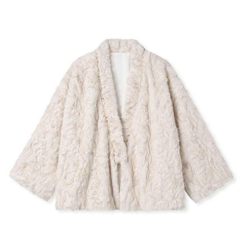 Women's Faux Fur Coat, V-Neck, Modern Chinese Style