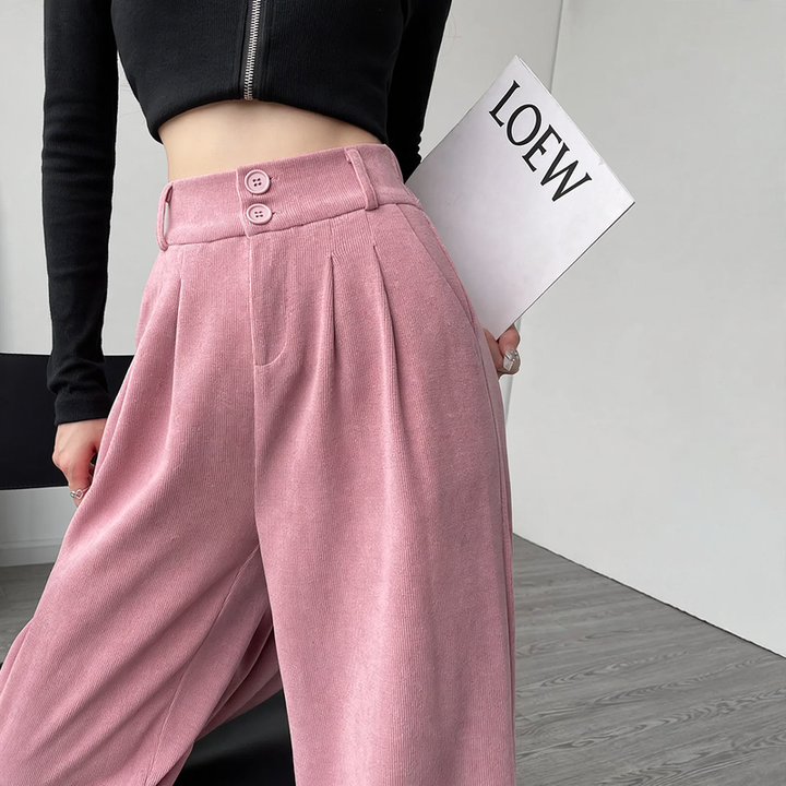 Padded chenille suit pants with wide leg