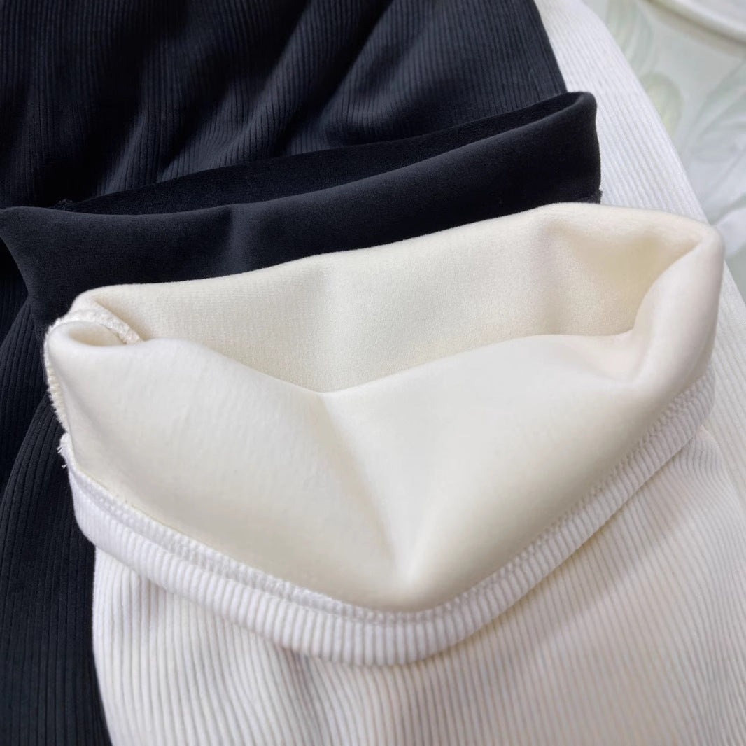 Women's corduroy pants with wide leg and drape