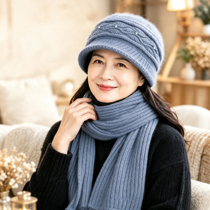 Knit Beanie and Scarf Set for Women