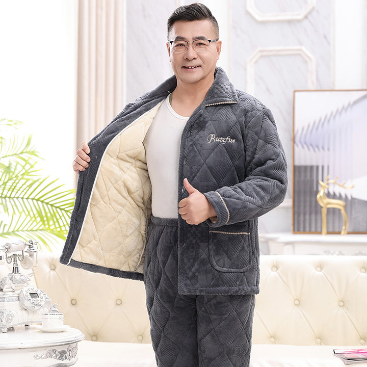 Warmer men's pajamas, padded, for winter
