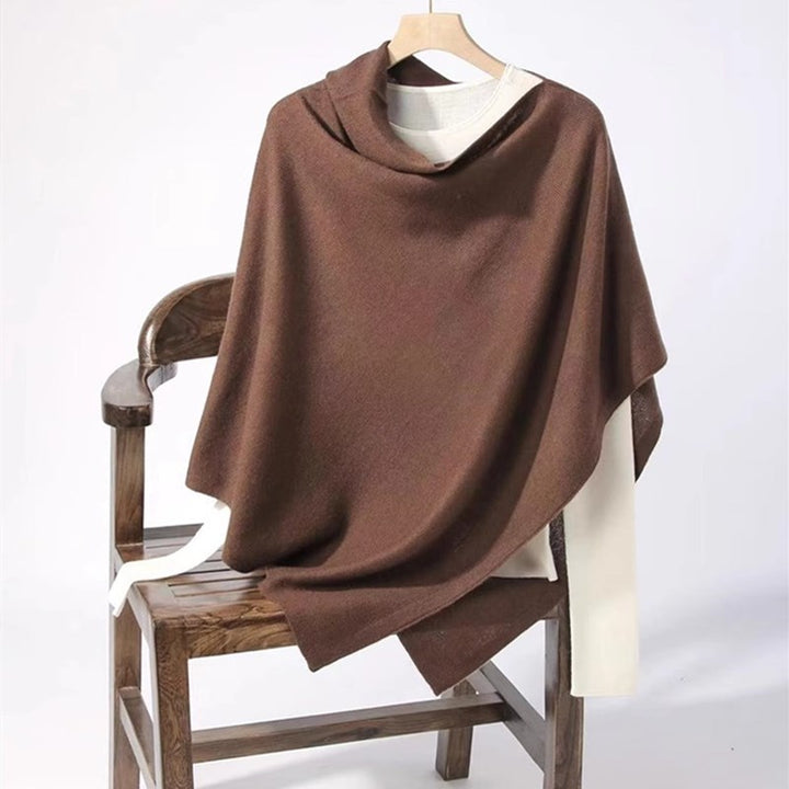 Large merino wool poncho, solid color