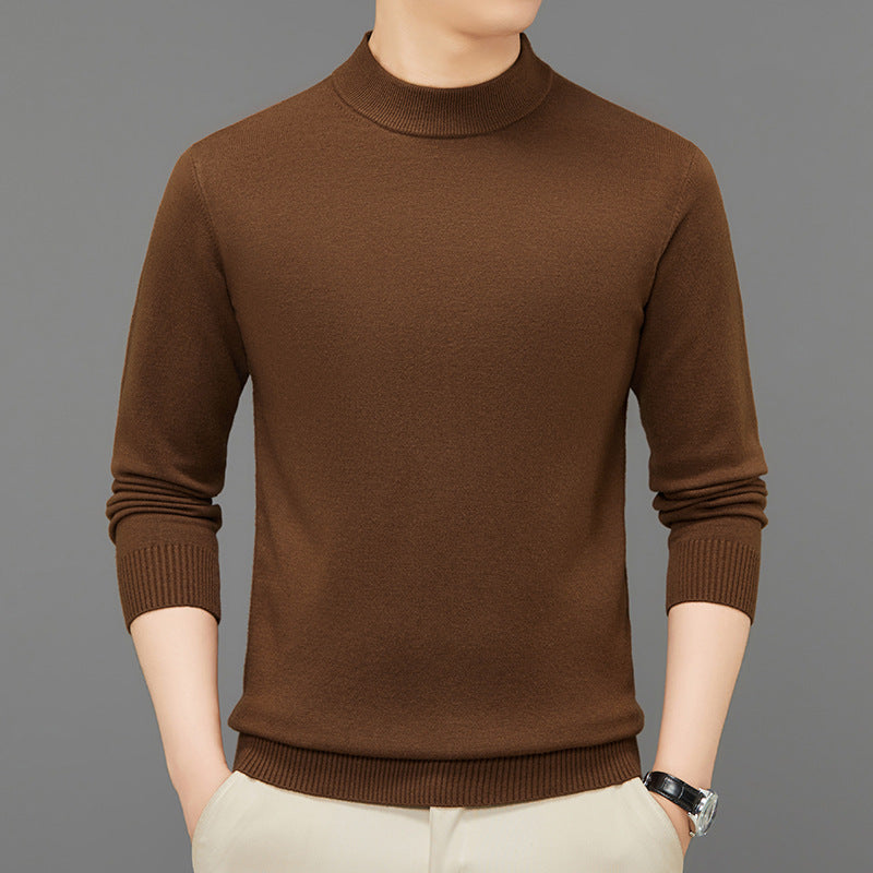 Men's knitted sweater with stand-up collar