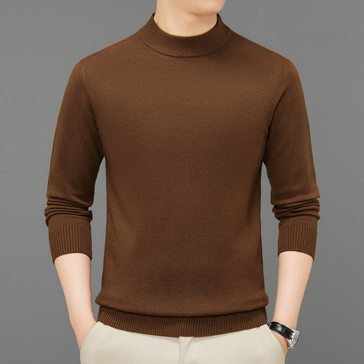 Men's knitted sweater with stand-up collar