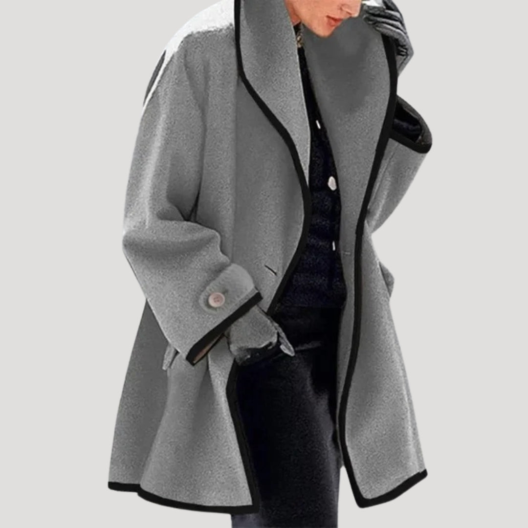 Mune | Women's Winter Wool Coat Elegant Swing Cape Jacket