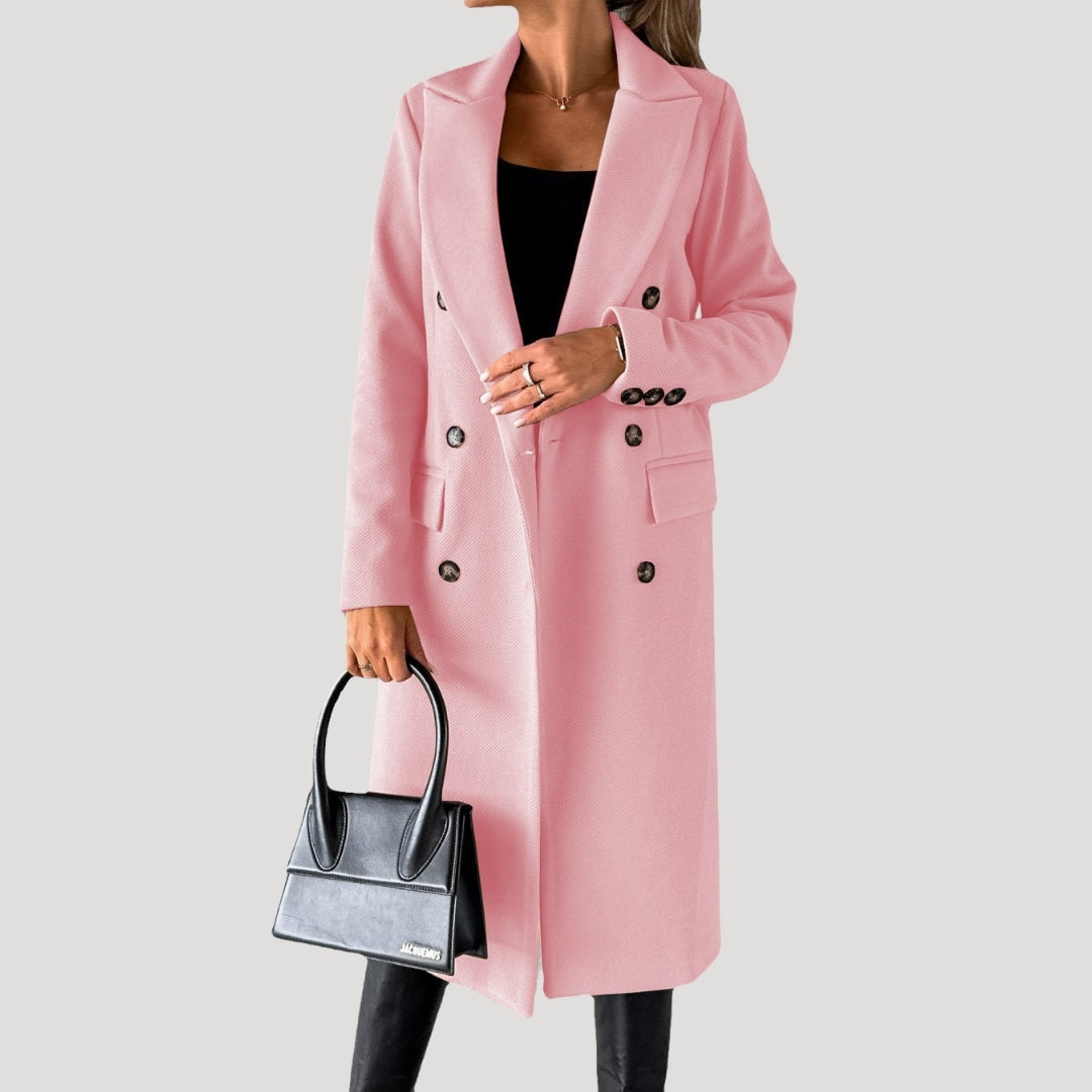 Mune | Women's long winter coat – double button placket tailored cut