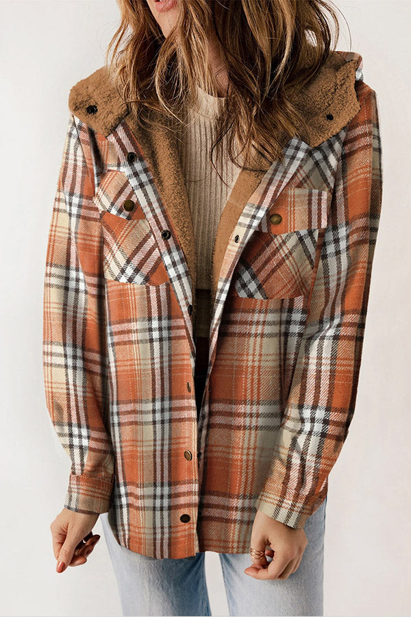 Mune | Button Sherpa Lined Hooded Flannel Jacket