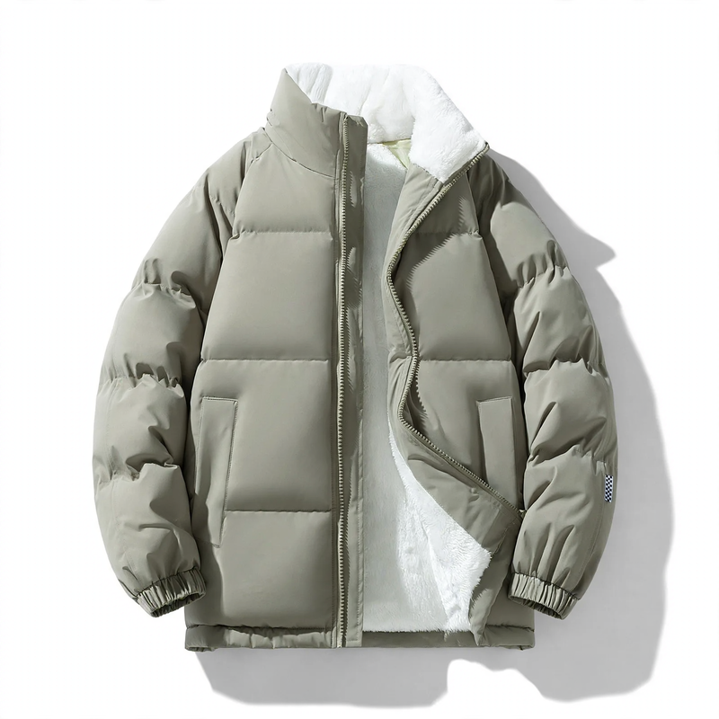 Men's quilted jacket, windproof, stand-up collar, loose