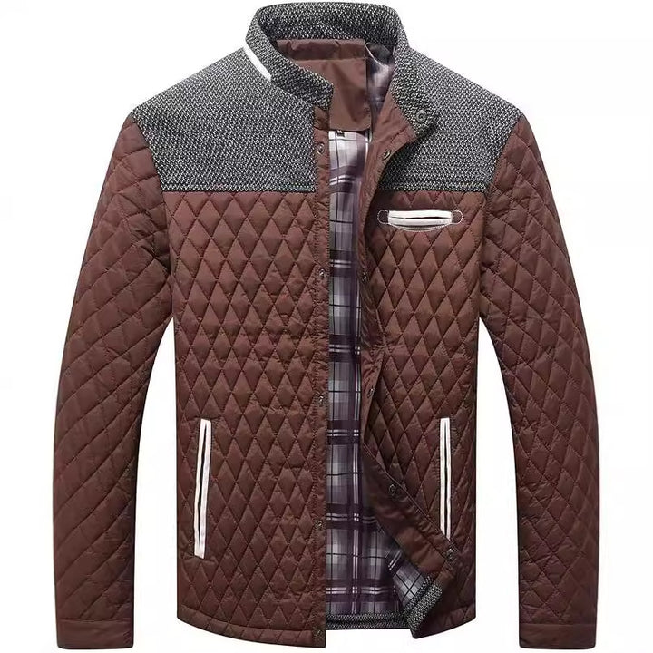 Men's quilted jacket, checkered, for leisure and sport