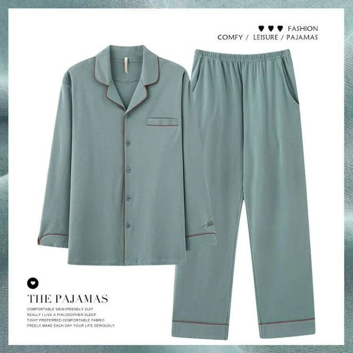 Men's cotton pajamas with checkered pattern