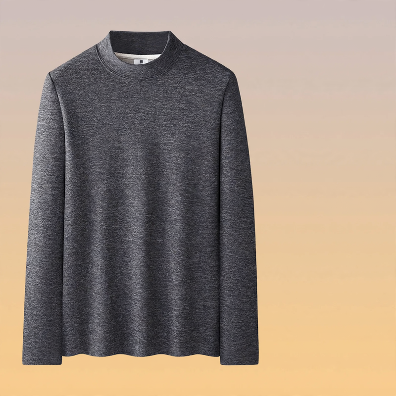Men's Long Sleeve Base Layer Shirt with Stand-Up Collar