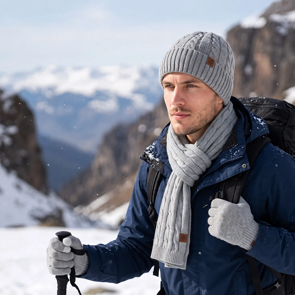 Knit set with hat, scarf and gloves