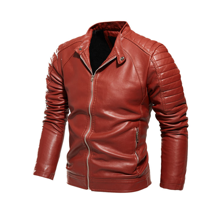 Men's Elegant Faux Leather Jacket with Quilted Details Mune Fashion