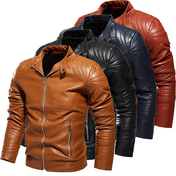 Men's Fashion Leather Jacket with Quilted Detail Mune Fashion