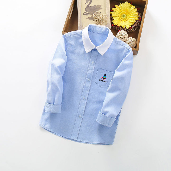 Boys long sleeve shirt with elegant cat applique Mune Fashion