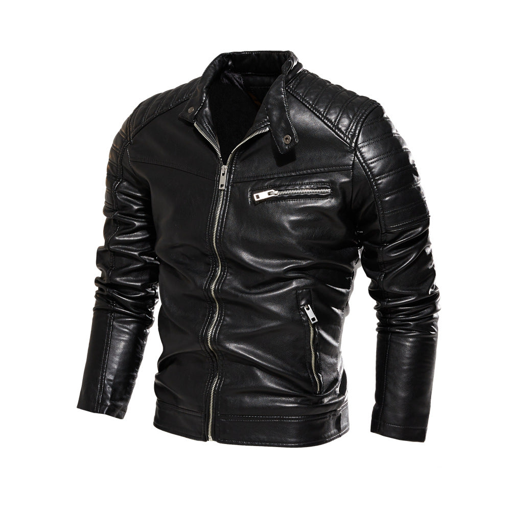 Men's Stylish Leather Jacket with Detail Stitching Mune Fashion